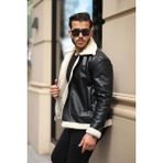 Erkek Napa Deri Içi Full Kürklü Slim Fit Mont & Ceket - Beyaz