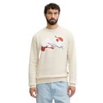 Erkek Normal Kalıp Logo Baskılı Yuvarlak Yakalı Uzun Kollu Ekru Sweatshirt 50549283-131