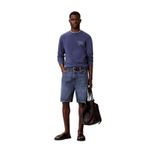 Erkek Normal Kesim Pamuk Keten Karışımlı Denim Mavi Şort LV04RF914G-V84