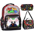 Erkek Okul Çantası 3'lü Set Çanta+Termoslu Beslenme+Kalemlik Lüx Okul Çantası Astarlı - Game-Karakter