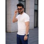 Erkek Örme T-Shirt - L - 001 - Beyaz