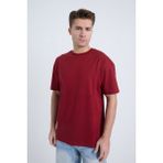 Erkek Oversize Basic Tişört Bordo - M