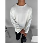 Erkek Oversize Basic Uzun Kollu Sweatshirt Ekru