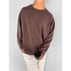Erkek Oversize Basic Uzun Kollu Sweatshirt Kahverengi