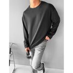 Erkek Oversize Basic Uzun Kollu Sweatshirt Siyah