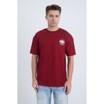 Erkek Oversize Baskılı Tişört Bordo Original Vintage - XL