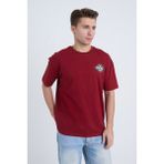 Erkek Oversize Baskılı Tişört Bordo Vintage Label