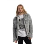 Erkek Oversize Çıt Çıt Kapamalı Cepli Peluş Gri Melanj Ceket
