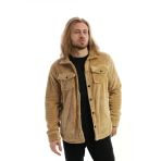 Erkek Oversize Çıt Çıt Kapamalı Cepli Peluş Kahverengi Ceket