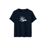 Erkek Oversize Dağ ve Pusula Baskılı Tişört, Gri,%100 Pamuk, Outdoor Macera Temalı, Rahat Kesim (Lacivert, 2XL)