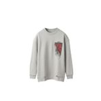 Erkek Oversize Desen Yamalı Sweatshirt Gri