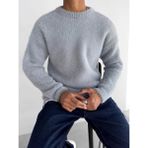 Erkek Oversize Dokulu Kazak Gri - 2XL