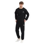 Erkek Oversize Eşofman Takımı Basic 3 İplik Şardonlu Pamuklu Nakışlı (Siyah, XL)