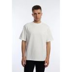 Erkek Oversize Fit Bisiklet Yaka Basic Tişört Beyaz