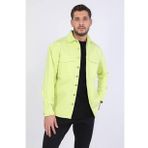 Erkek Oversize Jean Gömlek Neon Yeşil