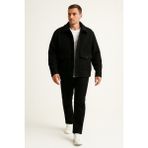 Erkek Oversize Kaşe Ceket--Siyah**gri Torba Cep ve Yan Cep Detaylı Spor Ceket