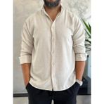 Erkek Oversize Kesim Keten Gömlek Bej ECA007