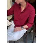 Erkek Oversize Kesim Keten Görünümlü Gömlek - XL - Bordo
