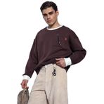 Erkek Oversize Kontrast Detaylı Sweatshirt Kahverengi