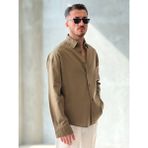 Erkek Oversize Krinkıl Gömlek - Haki - XL