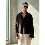 Erkek Oversize Krinkıl Gömlek - Siyah - XL