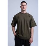 Erkek Oversize Pamuk Tişört - Haki - L
