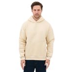 Erkek Oversize Pamuklu Kanguru Cepli 3 İplik Basic Kapüşonlu Sweatshirt (Bej, L)