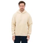 Erkek Oversize Pamuklu Kanguru Cepli 3 İplik Basic Kapüşonlu Sweatshirt (Bej, M)
