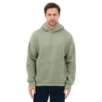 Erkek Oversize Pamuklu Kanguru Cepli 3 İplik Basic Kapüşonlu Sweatshirt (Buz Yeşil, M)