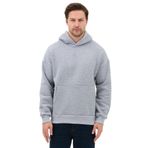 Erkek Oversize Pamuklu Kanguru Cepli 3 İplik Basic Kapüşonlu Sweatshirt (Gri, 2XL)