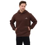 Erkek Oversize Pamuklu Kanguru Cepli Basic 3 İplik Nakışlı Kapüşonlu Sweatshirt (kahverengi, xxl)