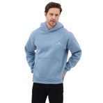 Erkek Oversize Pamuklu Kanguru Cepli Basic 3 İplik Nakışlı Kapüşonlu Sweatshirt (mavi, 2XL)