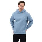 Erkek Oversize Pamuklu Kanguru Cepli Basic 3 İplik Nakışlı Kapüşonlu Sweatshirt (mavi, M)