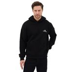 Erkek Oversize Pamuklu Kanguru Cepli Basic 3 İplik Nakışlı Kapüşonlu Sweatshirt (siyah, XL)