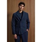 Erkek Oversize Rahat Kalıp Kruvaze Takım Elbise Lacivert - XL