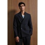 Erkek Oversize Rahat Kalıp Kruvaze Takım Elbise Siyah - XL