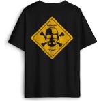 Erkek Oversize Tişört Breaking Bad Dizi Movie Tehlike Ön Sırt Baskılı Pamuk Siyah T-Shirt - XL