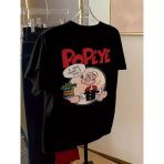 Erkek Oversize Tişörtü Popeye The Sailor Retro Vintage Ispanak | Hediye Olarak - Siyah