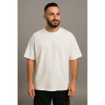 Erkek Oversize Tshirt (Bol Kalıp) Premium Kalite Düz Model - Beyaz - 2XL