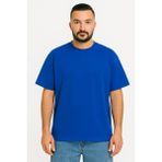 Erkek Oversize Tshirt (Bol Kalıp) Premium Kalite Düz Model - Saks Mavi - XL