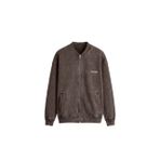 Erkek Oversize Yıkamalı Fermuarlı Sweatshirt Kahverengi