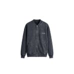 Erkek Oversize Yıkamalı Fermuarlı Sweatshirt Siyah