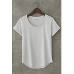 Erkek Özel Üretim Geniş Yaka Alt Oval Kesim Tişört T-Shirt - Beyaz - 2XL