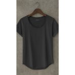 Erkek Özel Üretim Geniş Yaka Alt Oval Kesim Tişört T-Shirt - Siyah