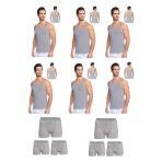 Erkek Pamuklu 6'Lı Gri Sporcu Atlet Ve 6'Lı Gri Boxer 12 Parça Set
