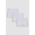 Erkek Pamuklu Basic White Tape 3lü Boxer - Beyaz - XL