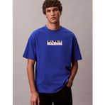 Erkek Pamuklu Bisiklet Yaka Kısa Kollu Mavi T-Shirt LV04RD808G-C65