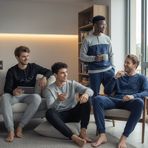 Erkek Pamuklu Bohçalık Ve Çeyizlik 4 Adet 2'li Pijama Takımı BB2483