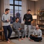 Erkek Pamuklu Bohçalık Ve Çeyizlik 4 Adet 2'li Pijama Takımı BB2484