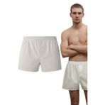 Erkek Pamuklu Poplin Boxer, Tekli Paket, Kırık Beyaz, % 100 Pamuklu Poplin Kumaş